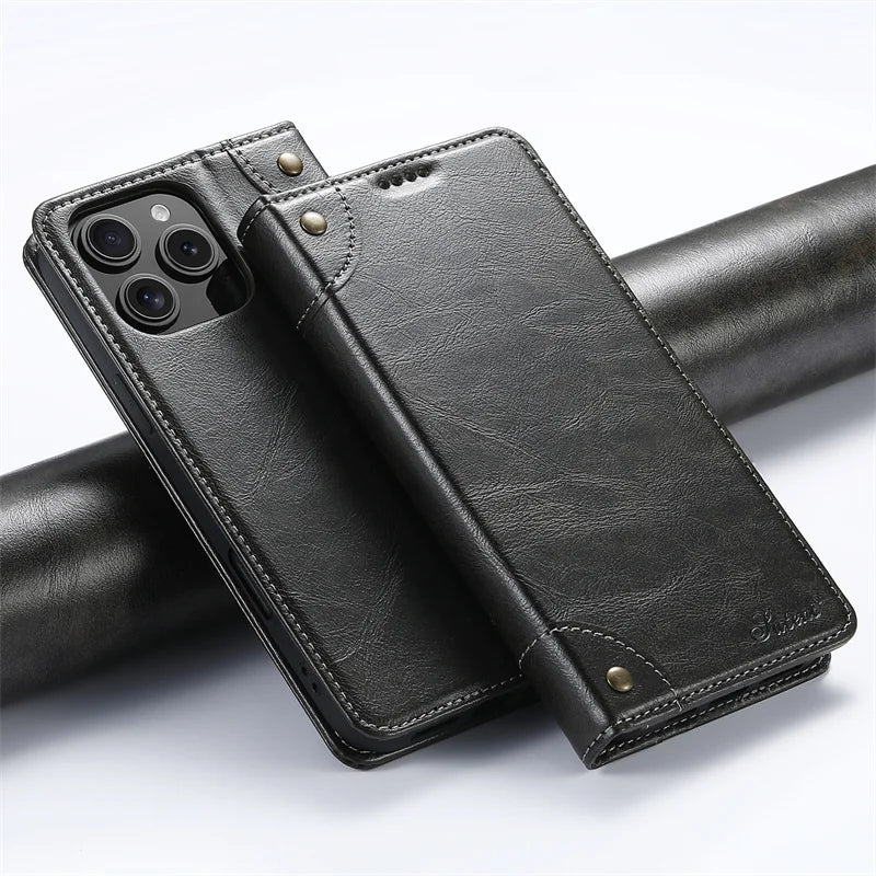 Magnetic PU Leather Flip Wallet Case for iPhone