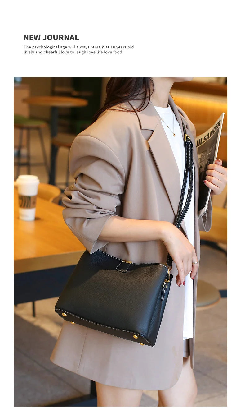 100% Genuine Leather Women's Crossbody Bag 2025 Summer Female Shoulder Bag Luxury Design Handbag phone makeup Bag Commuter