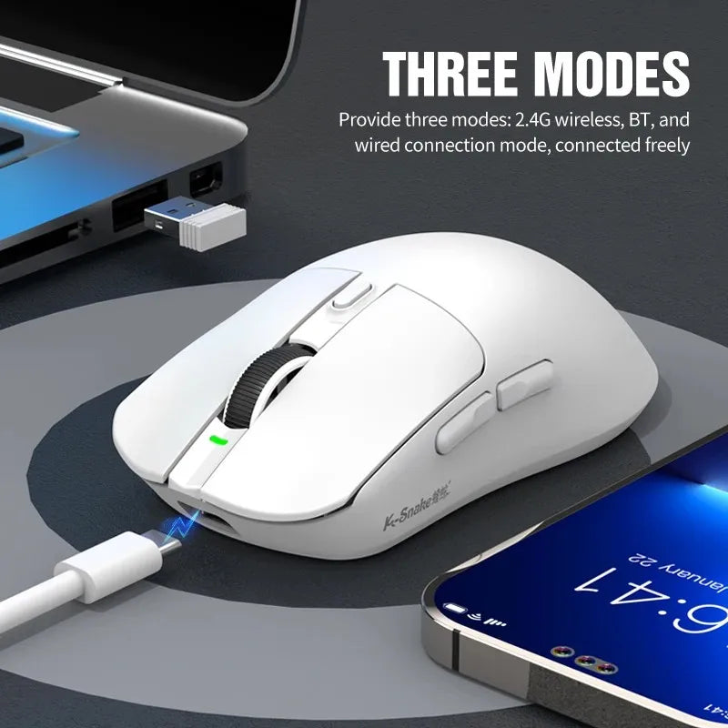 X11 Tri-Mode Wireless Gaming Mouse, 63g Lightweight, PAW3311 Sensor, 12000 DPI, Magnetic RGB Charging Dock