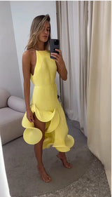 Summer Elegance: Women’s  Irregular Sleeveless Maxi Dress