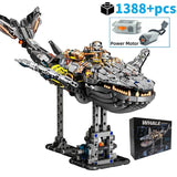2025 MOC Mechanical Whale Building Block Model Bricks With Light DIY Desktop Decoration Kids Toys Christmas Birthday Gifts Toy