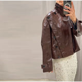 Chic Stand Collar Leather Jacket