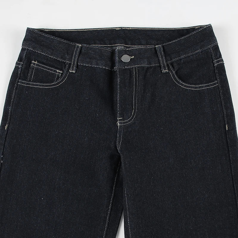 Women's Y2K Flared Jeans – Low Rise Embroidered Denim