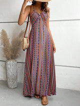 Boho Ethnic Frill Trim Maxi Dress