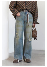 CHIC VEN Retro Women's Jeans Loose Casual  New High Waisted Wide Legs Denim Pant Female Trousers Spring Autumn 2025
