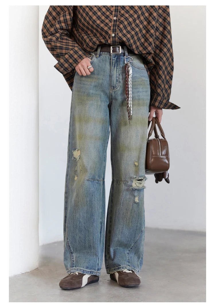 CHIC VEN Retro Women's Jeans Loose Casual  New High Waisted Wide Legs Denim Pant Female Trousers Spring Autumn 2025