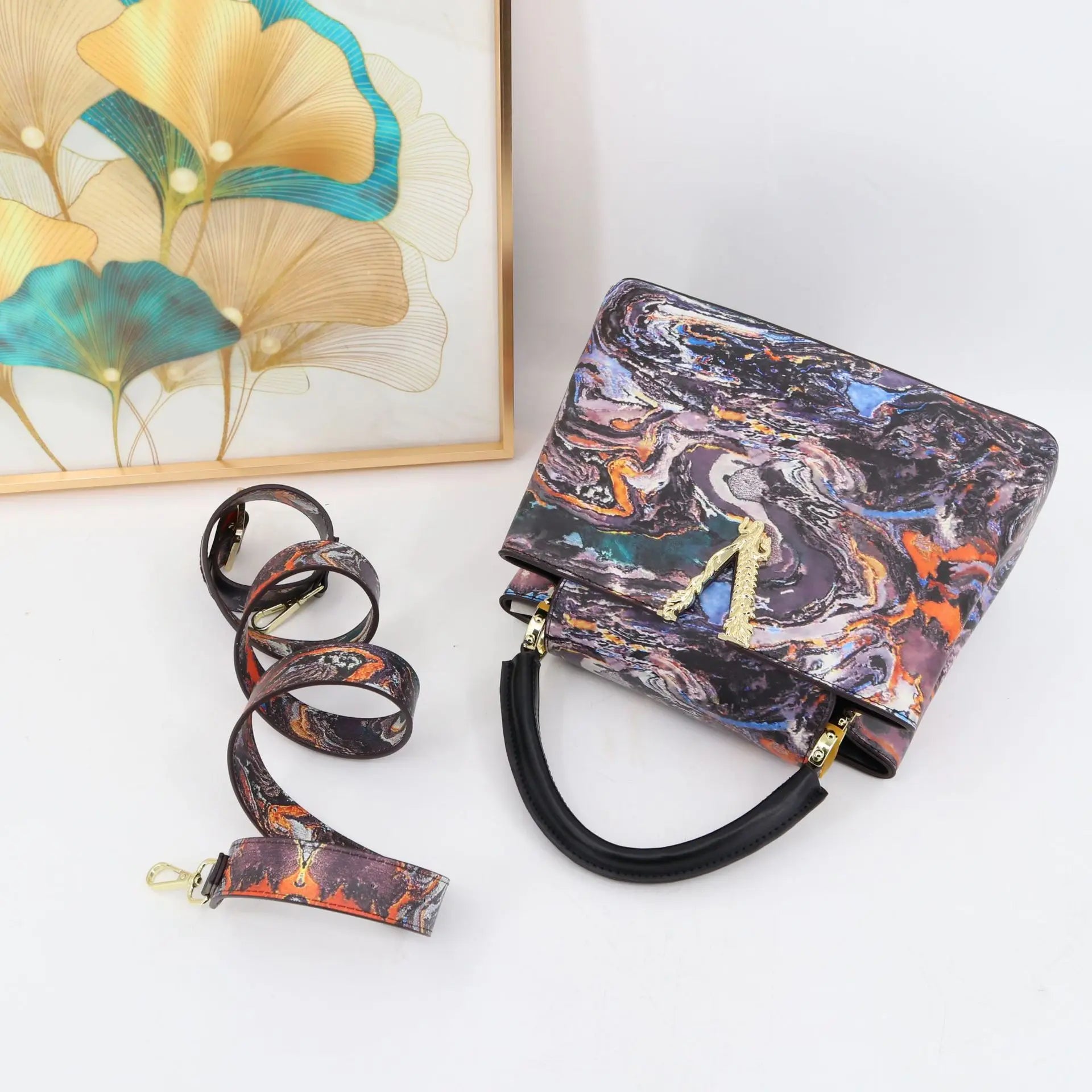 Ins Famous Fashion Classic Printed PU Leather Women's Handbags – Luxury Elegant Shoulder Crossbody Top Handle Bag