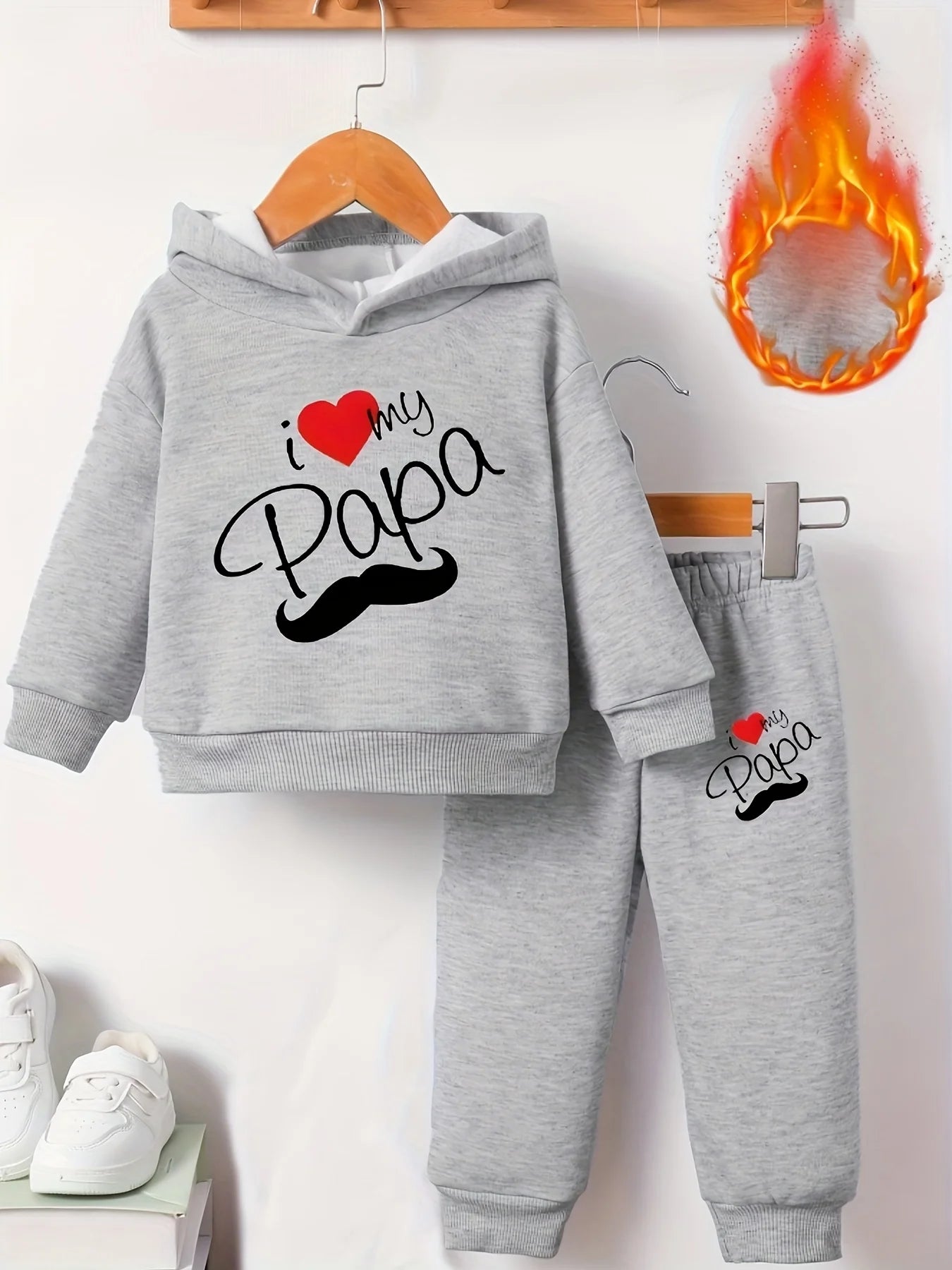 Baby Boy Fleece Hoodie & Sports Pants Set - Cozy Letter Print Tracksuit (6M-3Y)