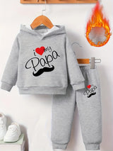 Baby Boy Fleece Hoodie & Sports Pants Set - Cozy Letter Print Tracksuit (6M-3Y)