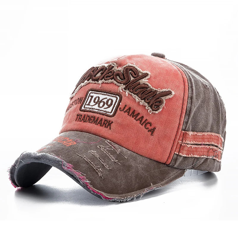 Washed Cotton Baseball Cap with Letter Detail