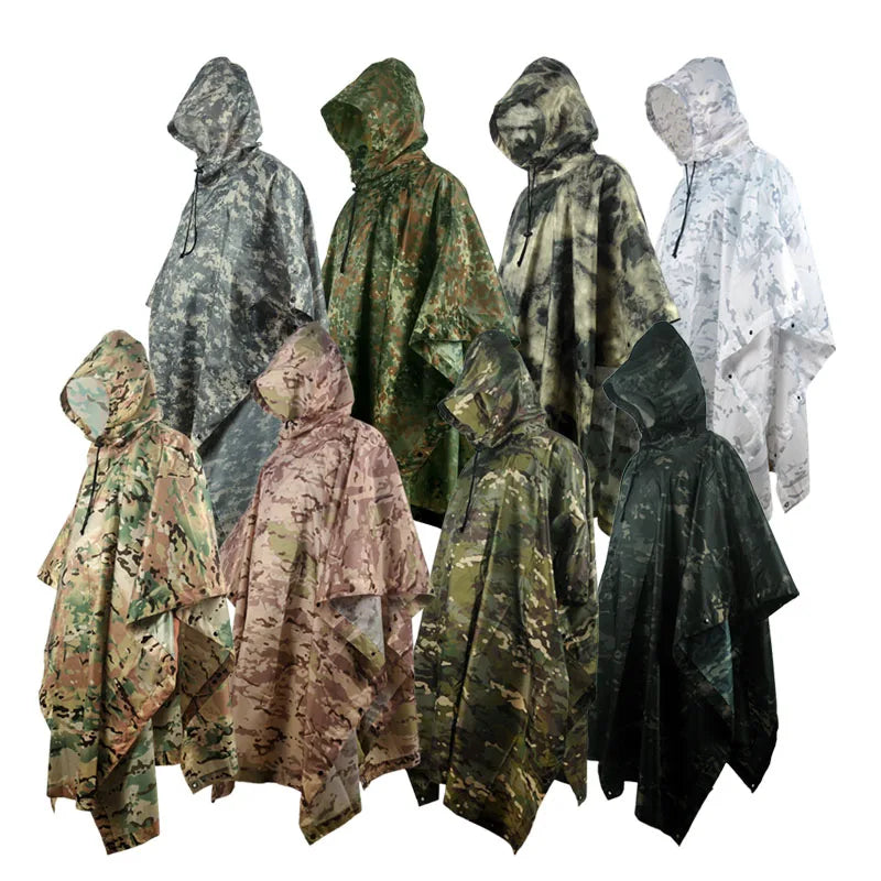 Tactical Camo Raincoat – Packable Waterproof Poncho