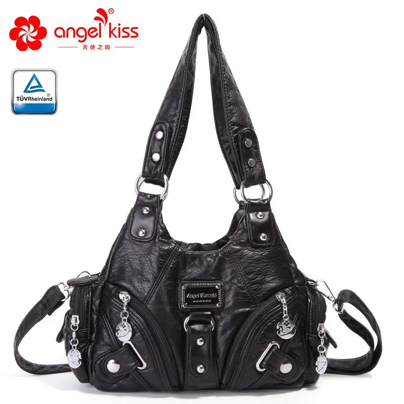 Angelkiss Women Handbags Rose Soft Tote Bag Small Top-handle Purse Fashion Satchel Multi-Pockets Shoulder Bag Hobos Phone Pack