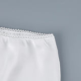 Linad White Satin Layered Lace Mini Skirt