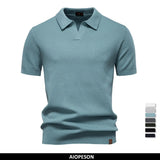 Men's Premium Solid Polo Shirt | Breathable Knit Casual Top