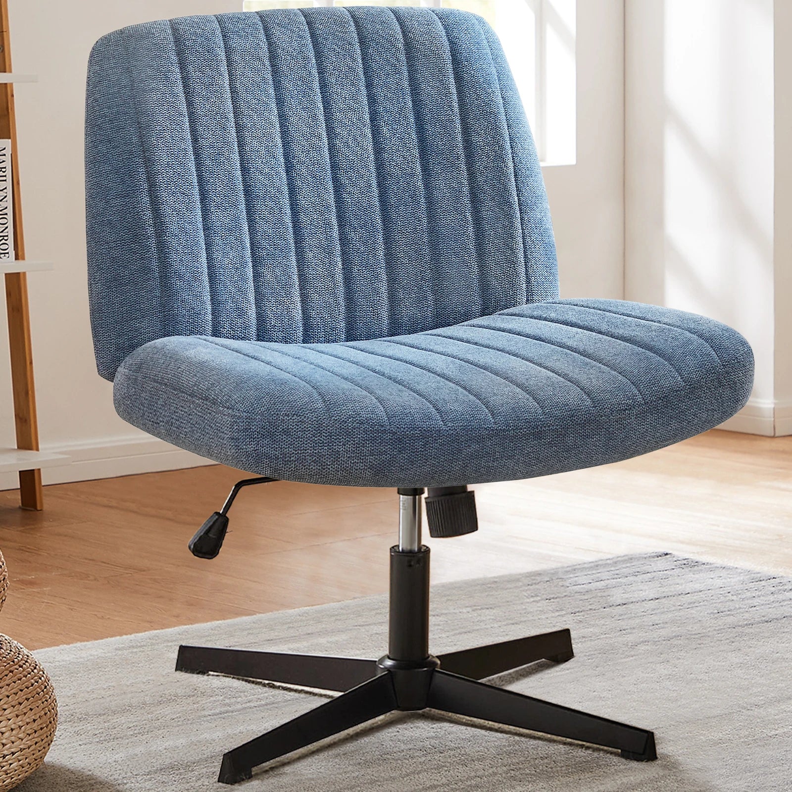 JHK Armless Wide Swivel Chair – Cross-Legged Comfort Seat