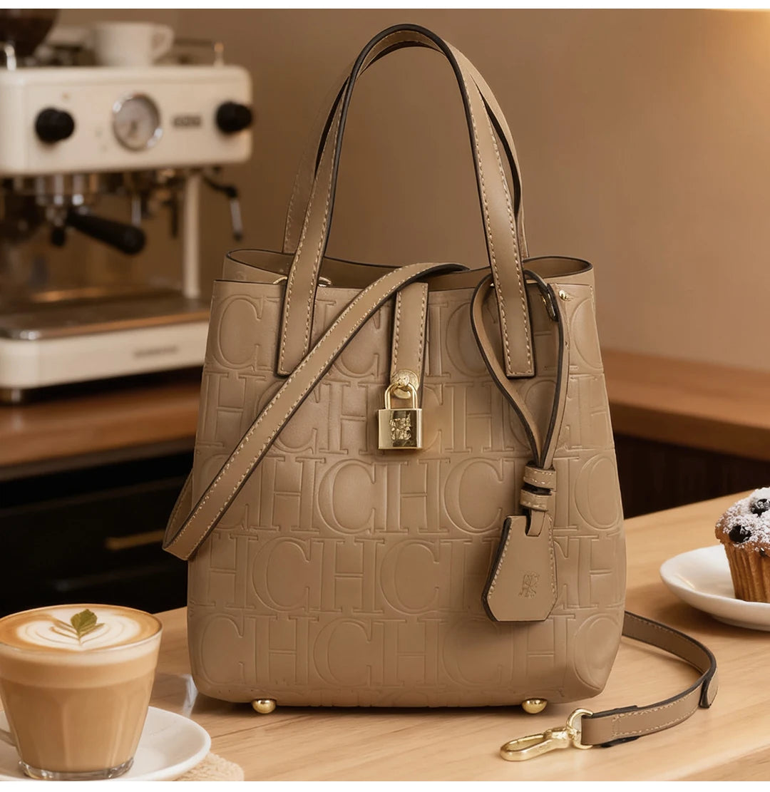 Embossed Letter Print Crossbody & Large Capacity Tote