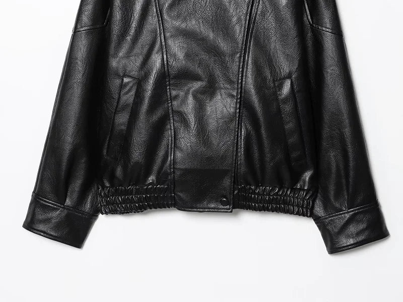 MUJER Faux Leather Windbreaker Jackets for Women Fashion Jacket Woman Warm Winter Women's Coat Outerwears Overcoat Female