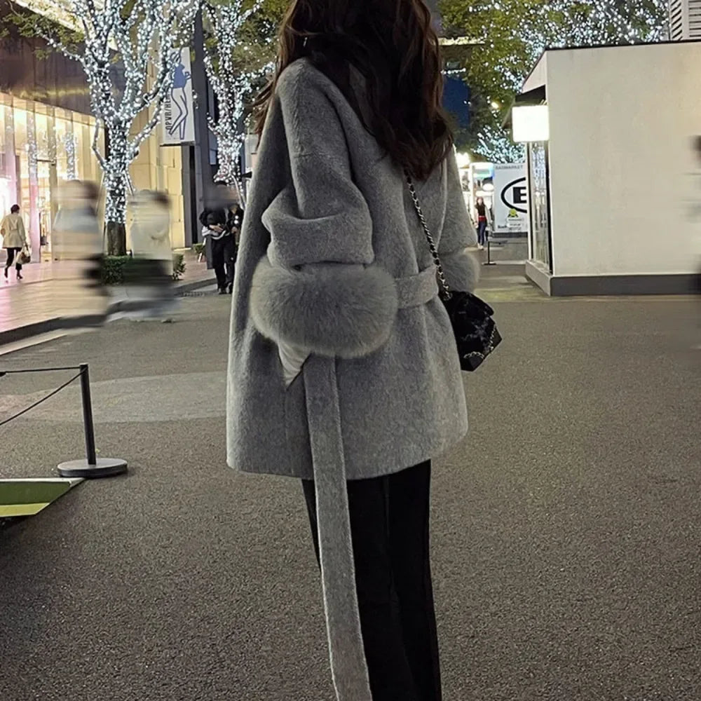 Double-Sided Wool & Fox Fur Jacket