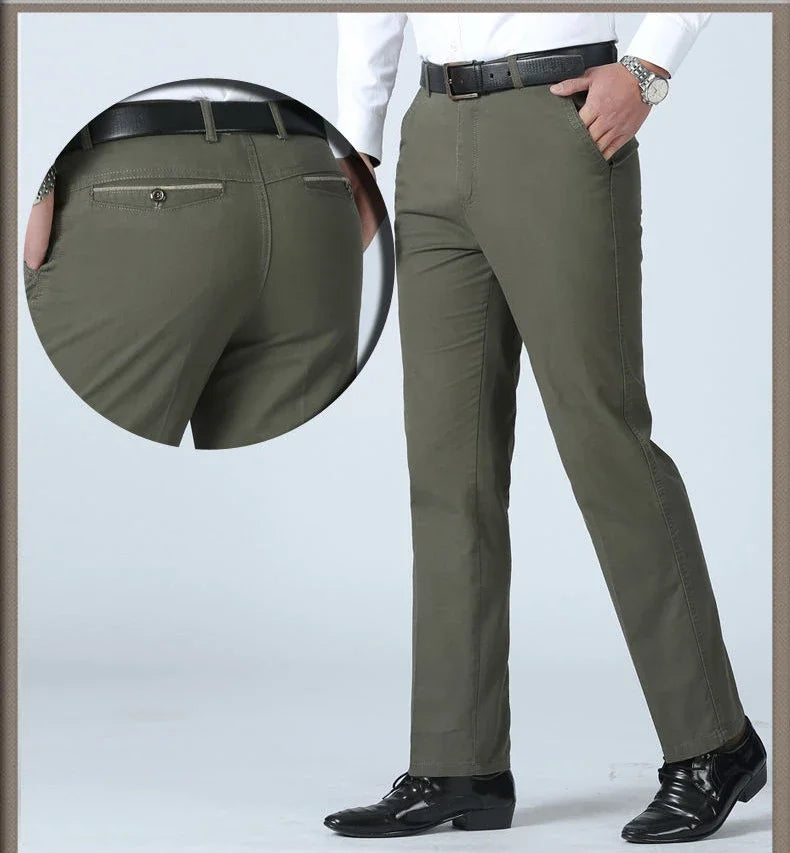 Men's Cotton Straight-Leg Casual Trousers
