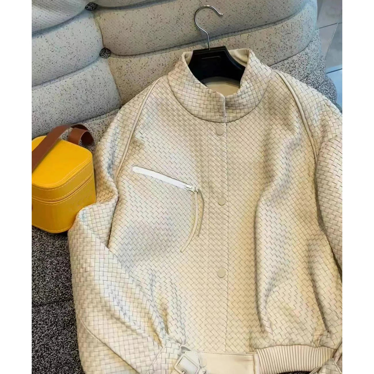 Natural Sheepskin Coat Women Autumn European and American Fashion Short Motorcycle Casual High Quality Hand-Woven Leather Jacket