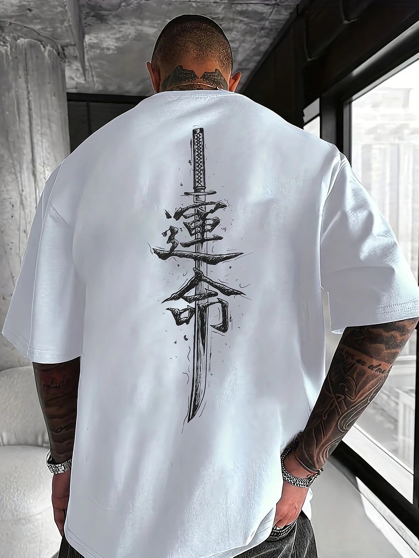Men's Japanese Samurai Printed Pure Cotton T-Shirt