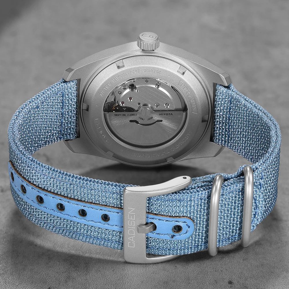 CADISEN TI-7 Autodyne Titanium Steel Automatic Mechanical Canvas Wristwatch MIYOTA 8215 Luminous Sapphire Waterproof Man Watches