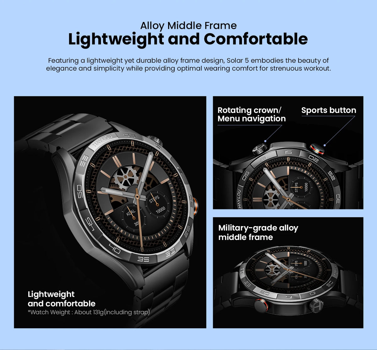 HAYLOU Solar 5 Smartwatch – AMOLED, Bluetooth Calling