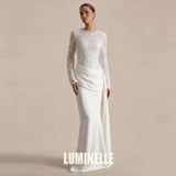 Satin Lace Sequin Evening Gown – Floor-Length Formal Dress