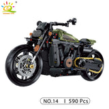 HUIQIBAO 1:8 Classic Motorbike Building Blocks High-tech Model Moto City Racer Bricks Toy for Kid Boy Children Adult MOC Car Set