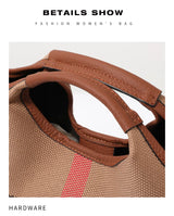 Leather plaid handbag, large-capacity mother bag, shopping basket, one-shoulder handbag