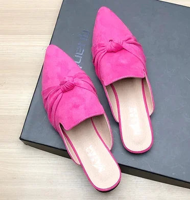 Female Simple Sewing Plain Shoes Outdoor Pointy Toe Slides Camel Blue Soft Sole Wide Fitting 48-33 2022 New Arrivals De Mujer
