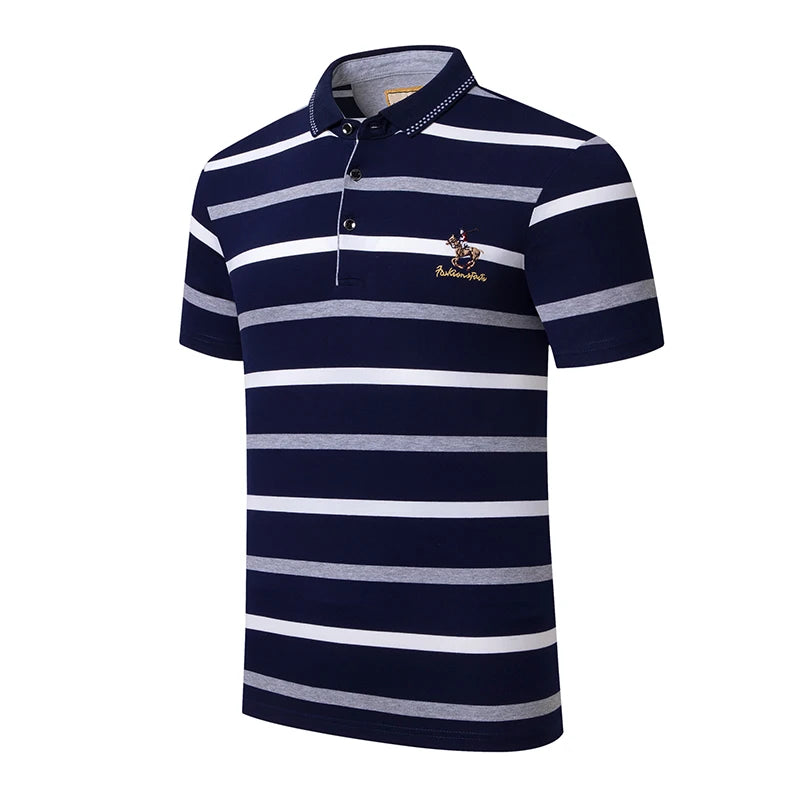 Men's Striped Cotton Polo Shirt | Casual Summer Style