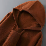 DjzDsm Autumn Winter Men's Sweater 100% Merino Wool Thick Hooded Pullover Soft Knitwear Casual Comfort Wool Clothing Tops