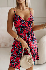 Women's Floral Print Wrap Pleated Sundress