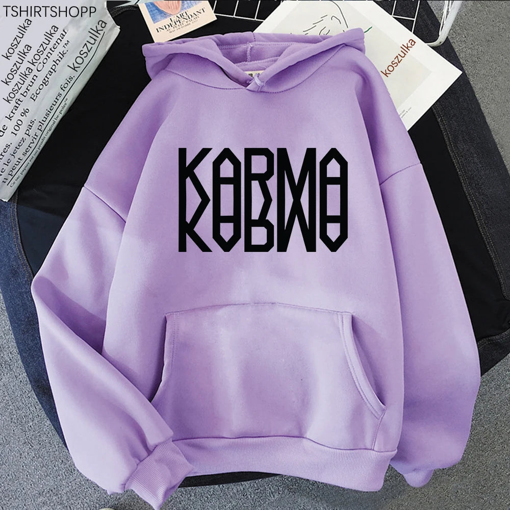 KARMA Vintage-Inspired Fleece Pullover Hoodie