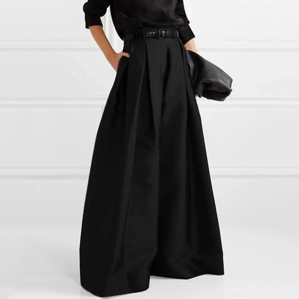 Women's High-Waisted Pleated Wide-Leg Pants