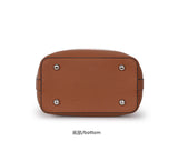 New canvas paired with cowhide women's shoulder crossbody bag, fashionable plaid pattern bucket bag