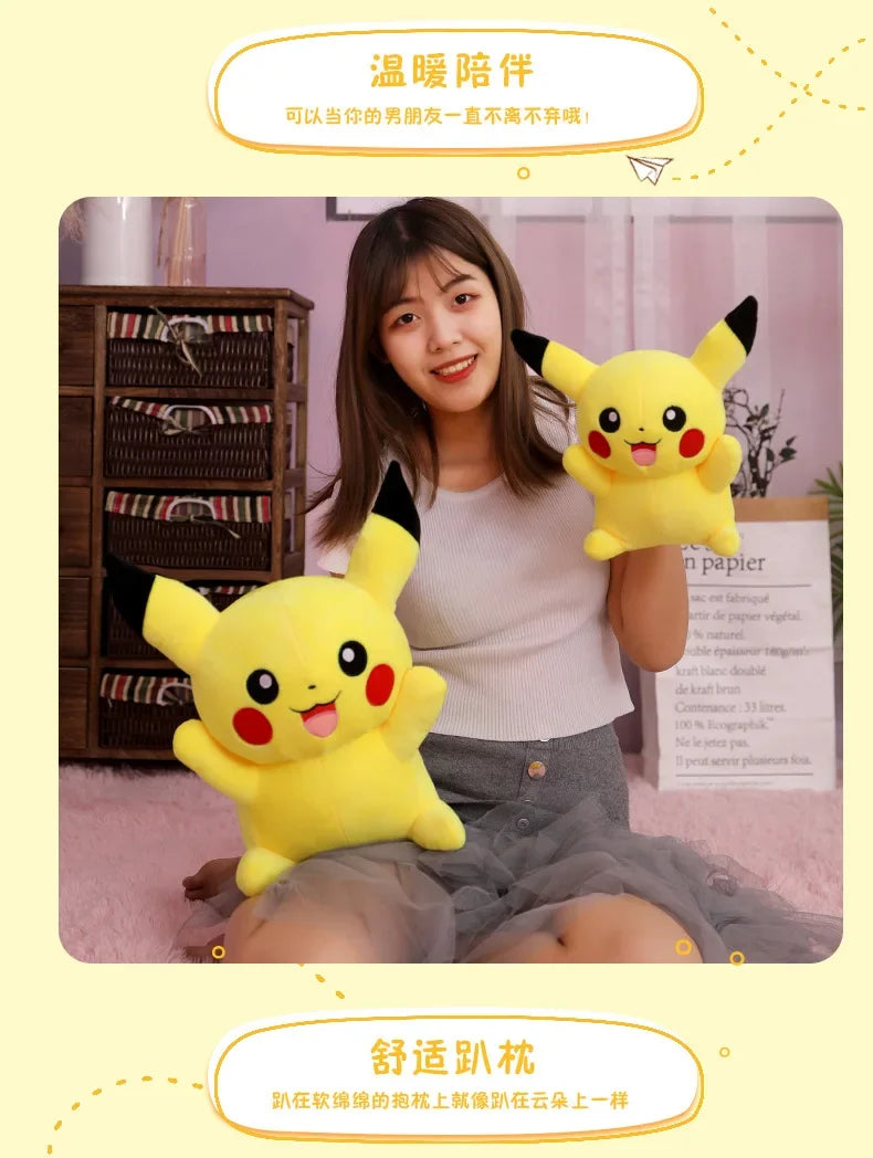 25/45/55/65CM Pokemon Pikachu Plush Doll Japanese Cartoon Animal Stuffed Toy Kawaii Pikachu Ornaments Sofa Cushion Plushies Gift