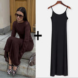 Elegant O-Neck Knit Maxi Dress