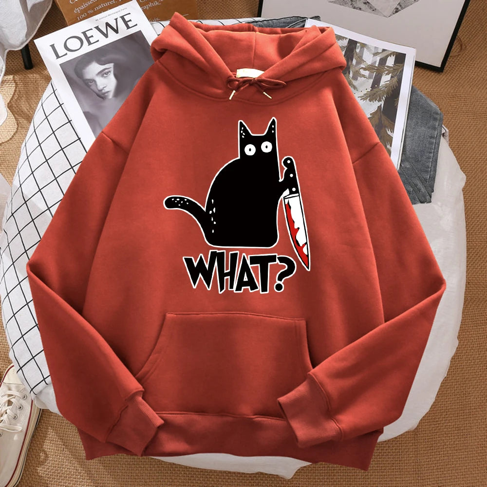 Little Black Cat Graphic Hoodie