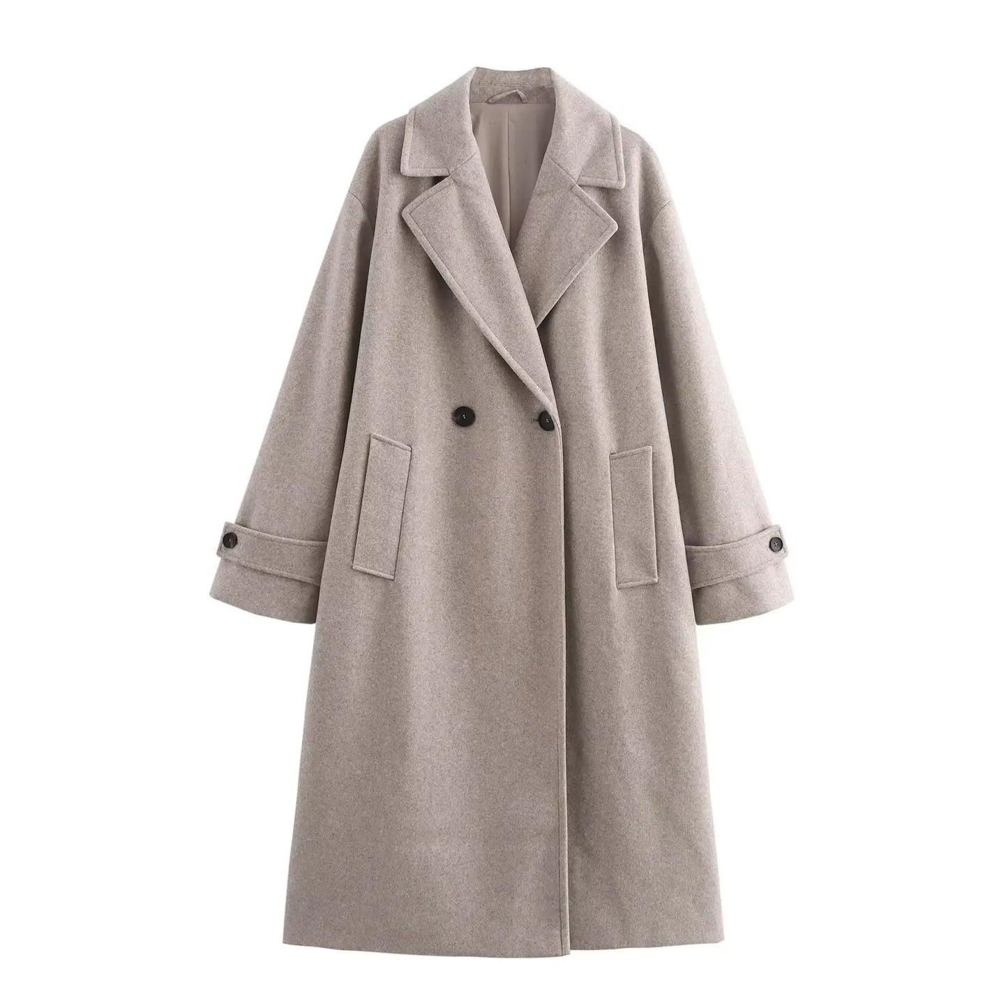 Tri-Color Luxury Loose Collar Coat