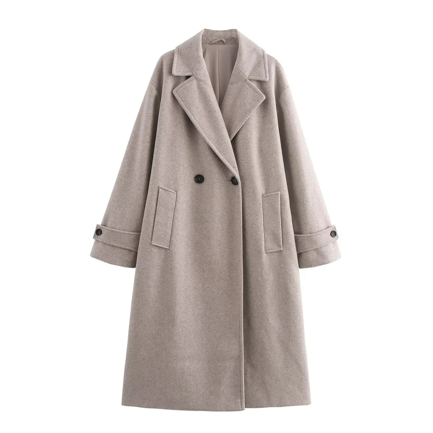 Tri-Color Luxury Loose Collar Coat