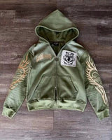 Y2K Gothic Oversized Zip-Up Hoodie