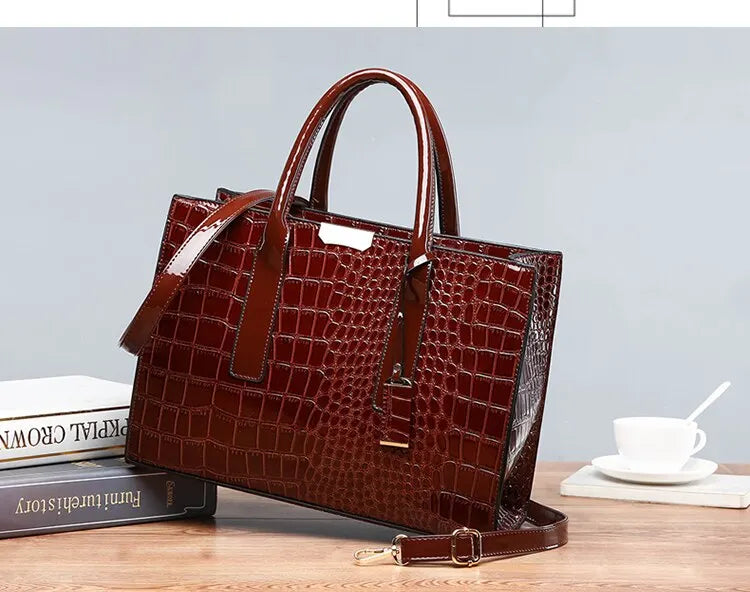 Luxury Vintage Crocodile Pattern Tote