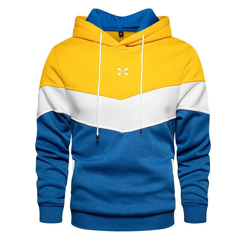 Men’s Patchwork Fleece Streetwear Hoodie