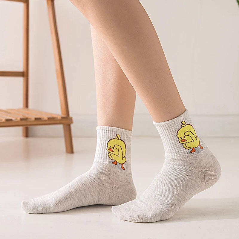 Dancing Duck Cartoon Art Socks