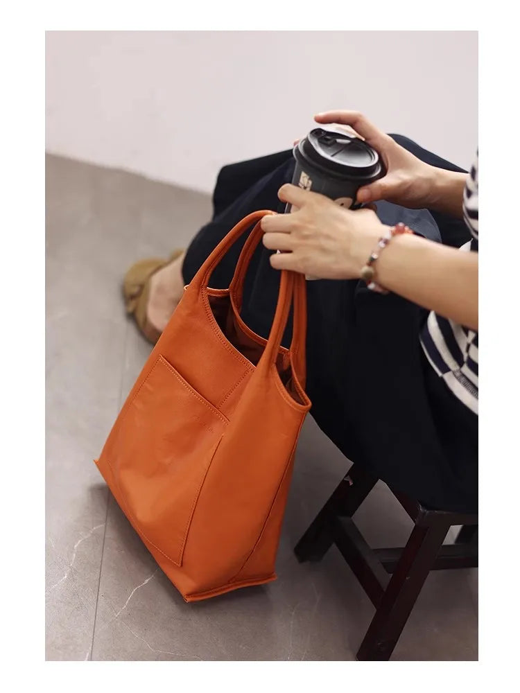 Women Genuine Leather Tote Luxury Light Weight And Comfortable To Use Handbag Colorful Soft Shopping Bags