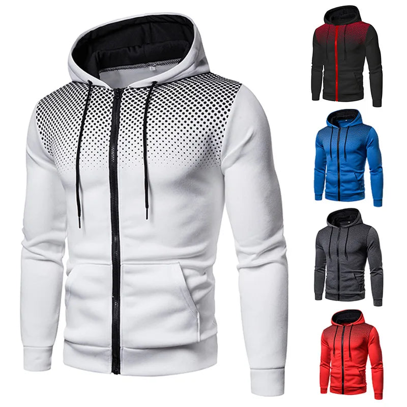 Men’s Slim Fit Polka Dot Zip Hoodie