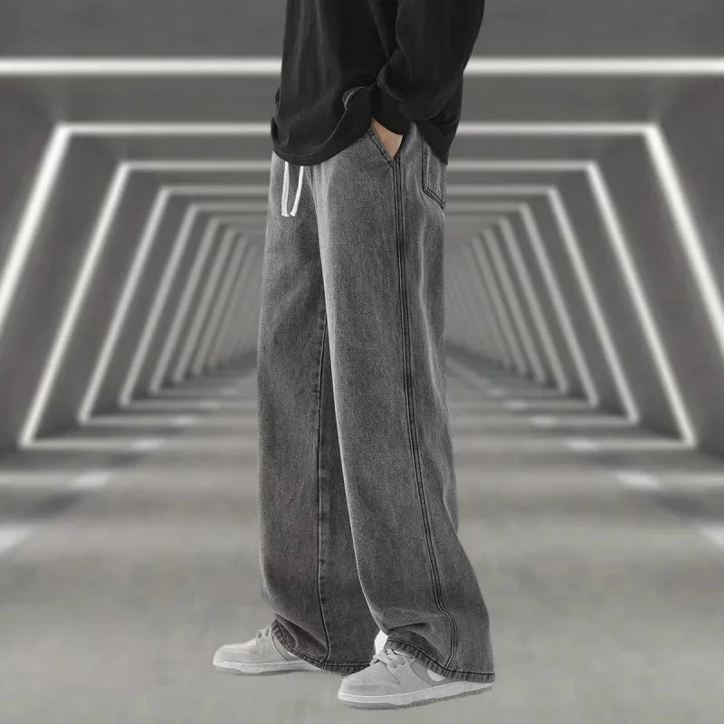 Men's Wide Leg Drawstring Jeans