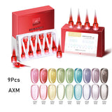 AS 9 Colors Magnetic Cat Eye Gel Nail Polish Set Jelly Pink UV LED Soak Off Gel Varnish Crystal Red Cat Gel Lacquer With Display